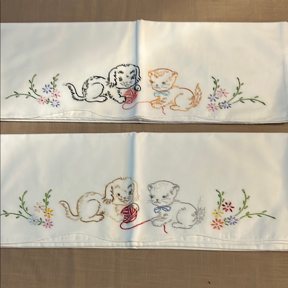 Embroidered Pillowcases with Cute Animal Design